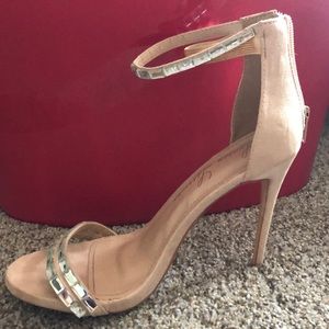 Nude sparkle heels